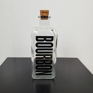 Black Vintage *EMPTY* Typography Glass Liquor Bourbon Decanter